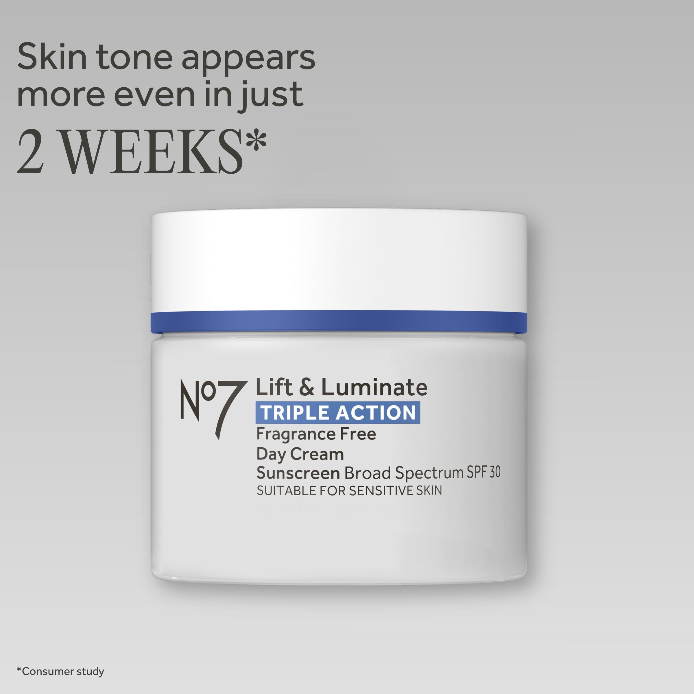 No7 Lift & Luminate Triple Action Day Cream - Anti-Aging Face Cream SPF 30, Hyaluronic Acid & Vitamin C - Visibly Firms Skin for Healthy Looking Radiance - Suitable for Sensitive Skin (1.69 Fl Oz)