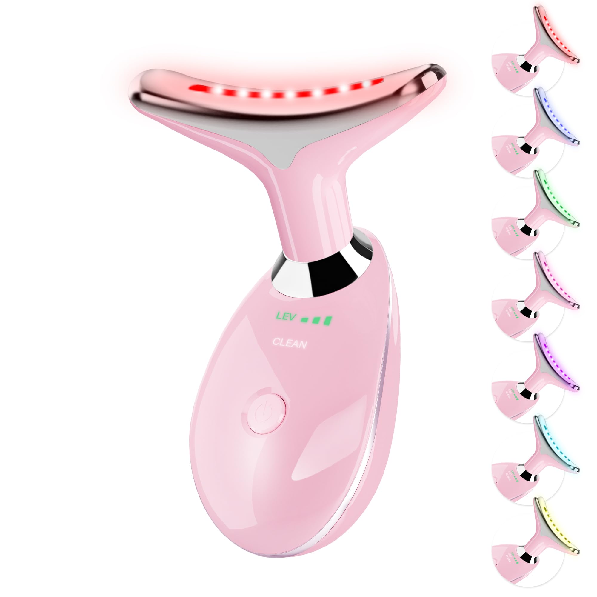 Red Light Therapy for Face, 7 Color LED Facial Light Therapy Wand for Skin Care at Home Blue Light Therapy Face Massager Tool for Neck (White)