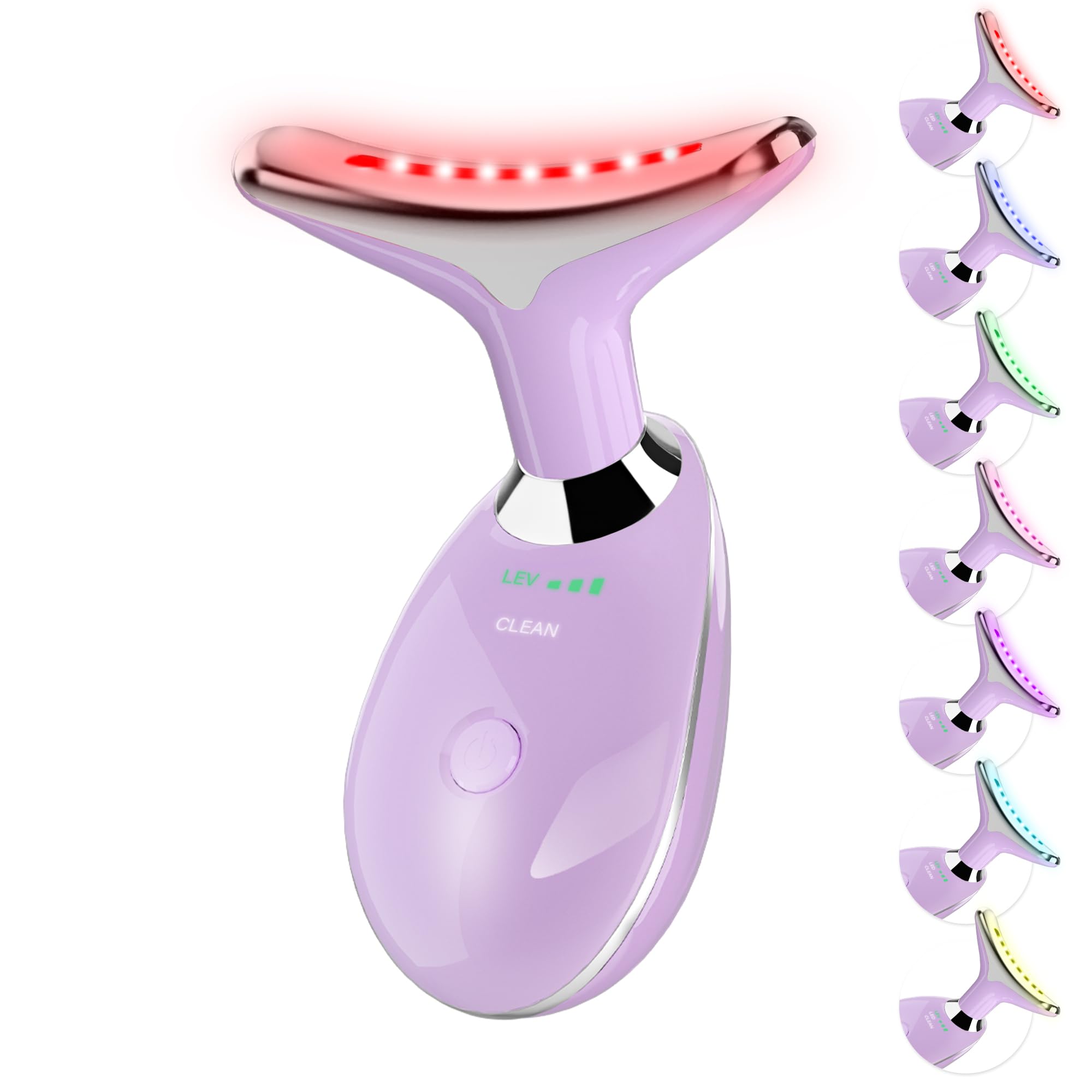 Red Light Therapy for Face, 7 Color LED Facial Light Therapy Wand for Skin Care at Home Blue Light Therapy Face Massager Tool for Neck (White)