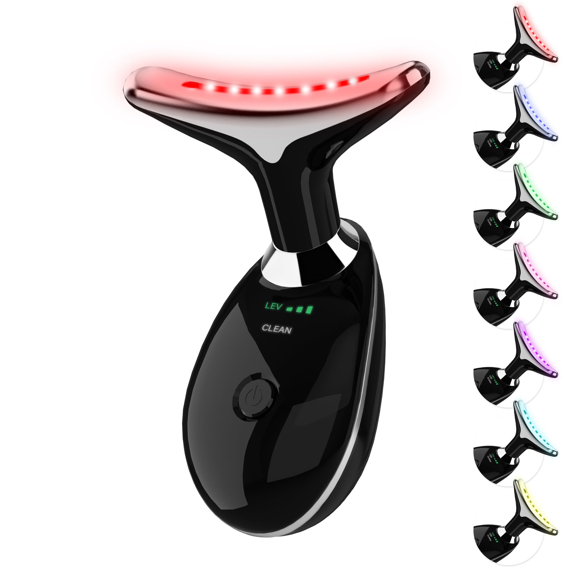 Red Light Therapy for Face, 7 Color LED Facial Light Therapy Wand for Skin Care at Home Blue Light Therapy Face Massager Tool for Neck (White)
