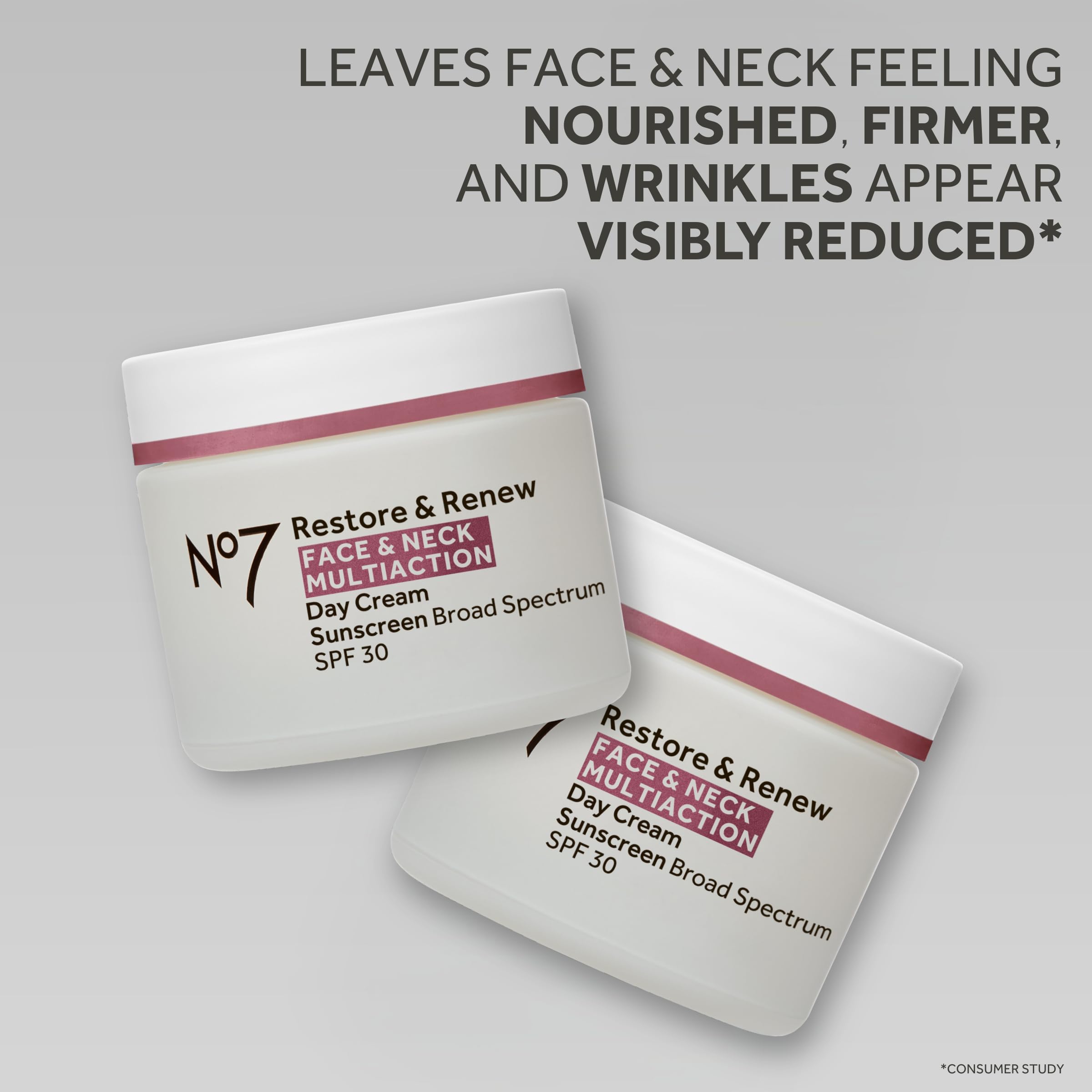 No7 Restore & Renew Multi Action Face & Neck Cream - Anti Aging Face Moisturizer with SPF 30 - Helps to Firm & Hydrate Crepey Skin - Formulated with Hyaluronic Acid, Peptides & Ceramides (1.69 Oz)