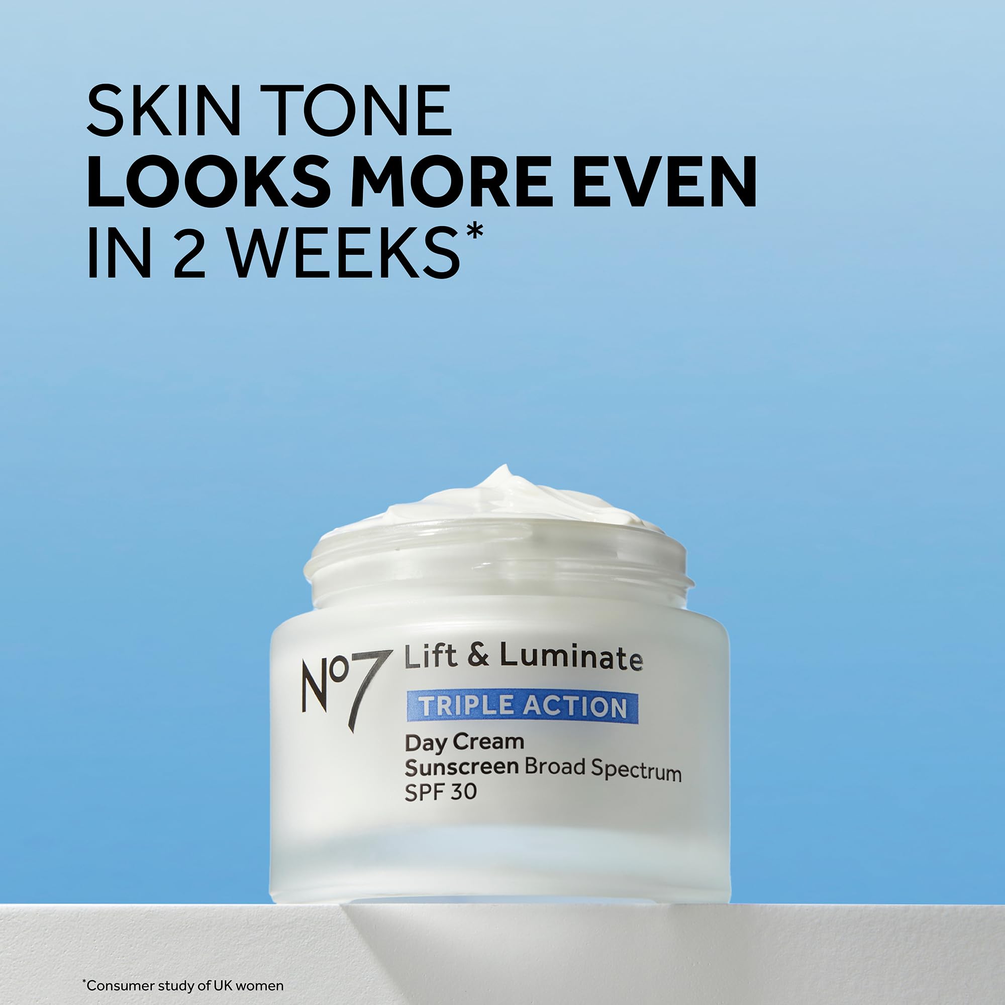 No7 Lift & Luminate Triple Action Day Cream - Anti-Aging Face Cream SPF 30, Hyaluronic Acid & Vitamin C - Visibly Firms Skin for Healthy Looking Radiance - Suitable for Sensitive Skin (1.69 Fl Oz)