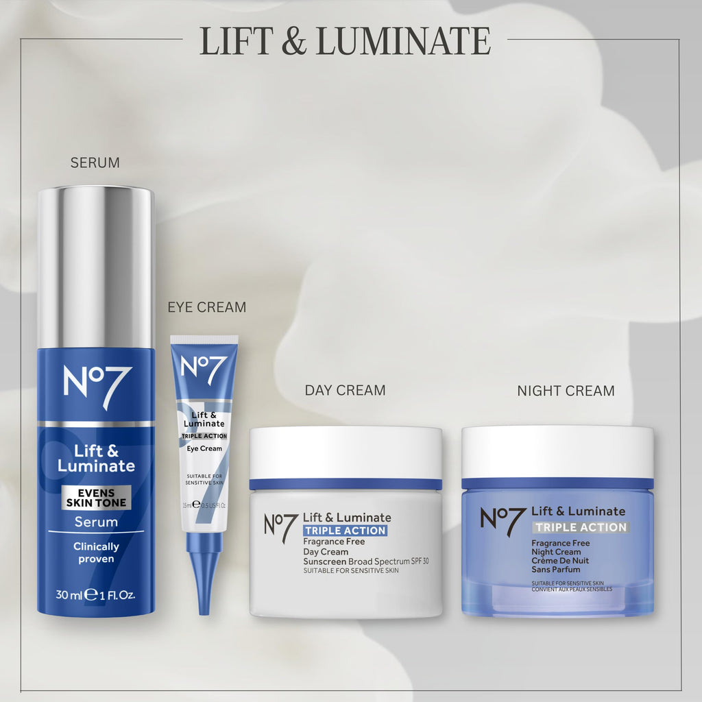 No7 Lift & Luminate Triple Action Day Cream - Anti-Aging Face Cream SPF 30, Hyaluronic Acid & Vitamin C - Visibly Firms Skin for Healthy Looking Radiance - Suitable for Sensitive Skin (1.69 Fl Oz)