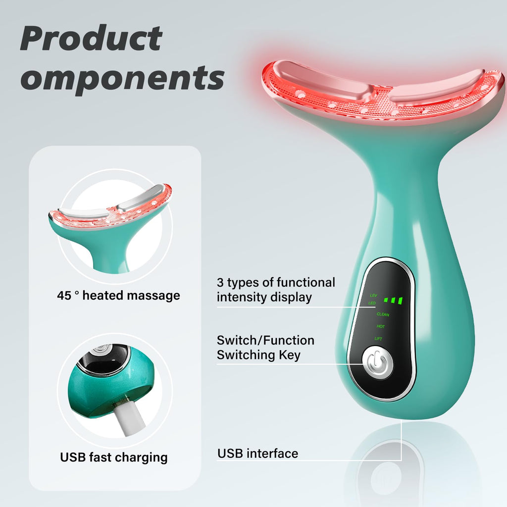 Red Light Therapy for Face, 7 Color LED Facial Light Therapy Wand for Skin Care at Home Blue Light Therapy Face Massager Tool for Neck (White)