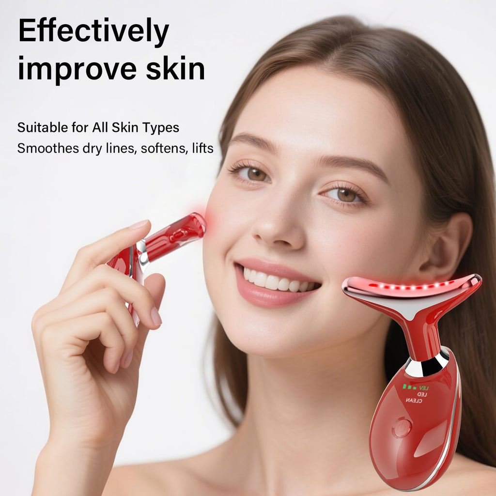 Red Light Therapy for Face, 7 Color LED Facial Light Therapy Wand for Skin Care at Home Blue Light Therapy Face Massager Tool for Neck (White)