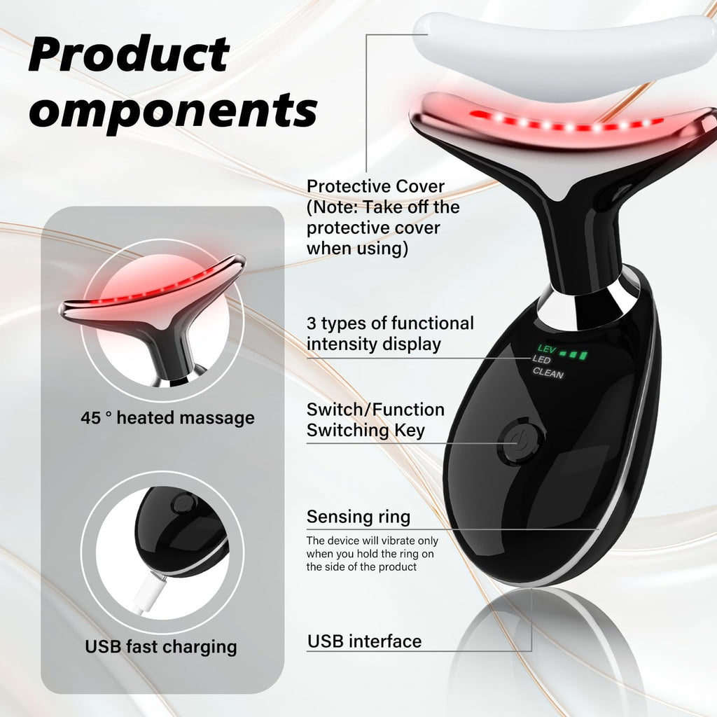 Red Light Therapy for Face, 7 Color LED Facial Light Therapy Wand for Skin Care at Home Blue Light Therapy Face Massager Tool for Neck (White)