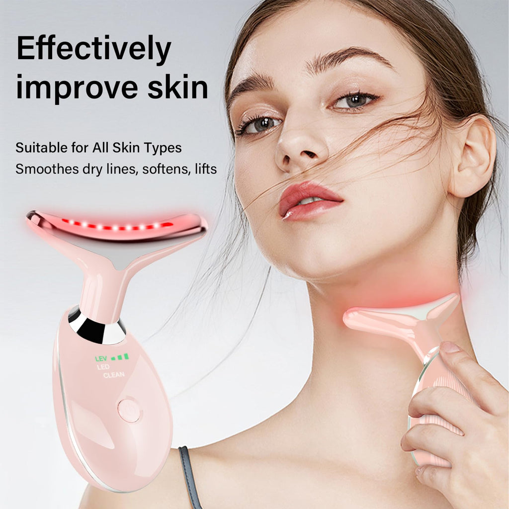 Red Light Therapy for Face, 7 Color LED Facial Light Therapy Wand for Skin Care at Home Blue Light Therapy Face Massager Tool for Neck (White)