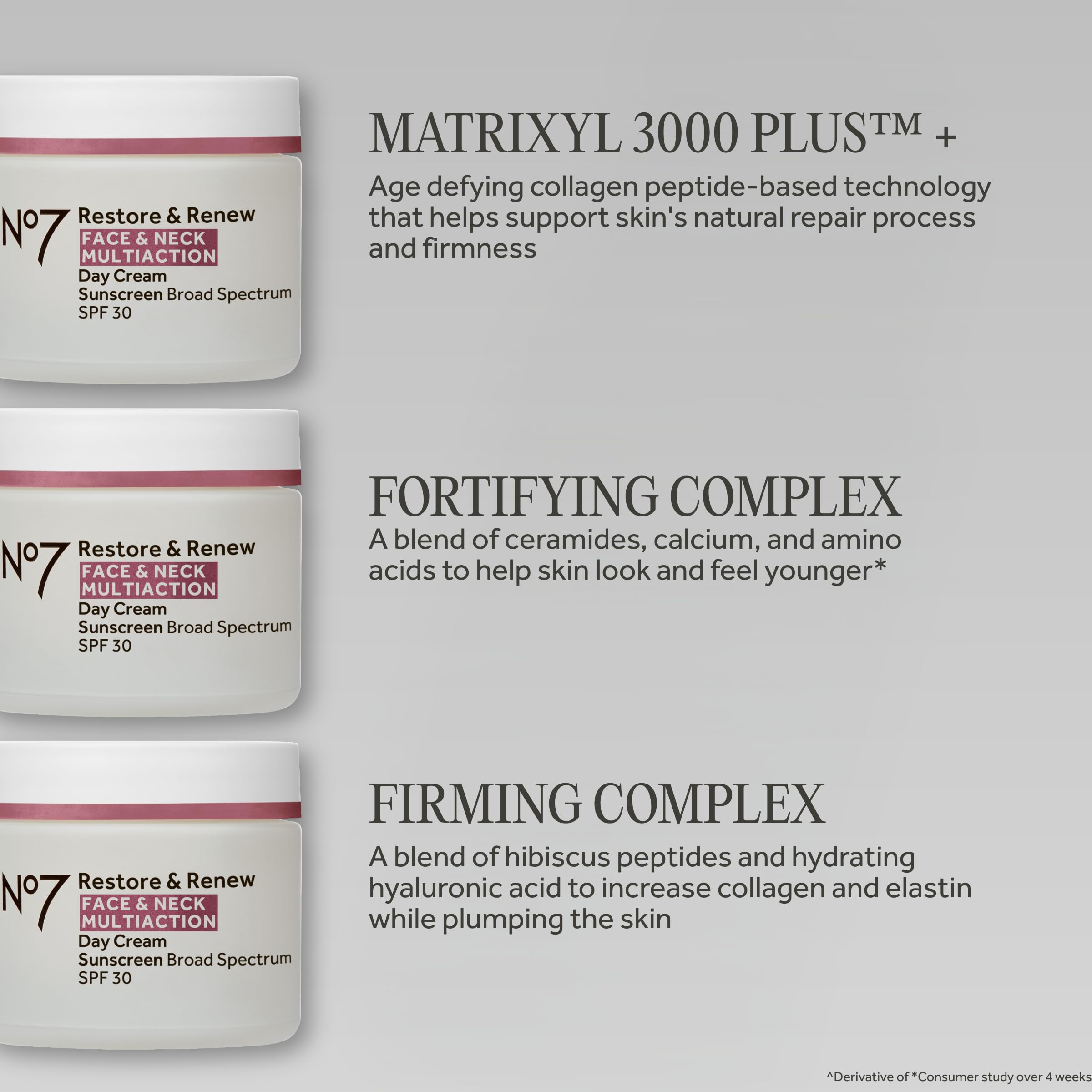 No7 Restore & Renew Multi Action Face & Neck Cream - Anti Aging Face Moisturizer with SPF 30 - Helps to Firm & Hydrate Crepey Skin - Formulated with Hyaluronic Acid, Peptides & Ceramides (1.69 Oz)