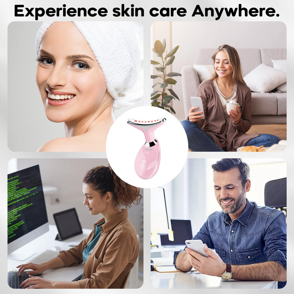 Red Light Therapy for Face, 7 Color LED Facial Light Therapy Wand for Skin Care at Home Blue Light Therapy Face Massager Tool for Neck (White)